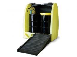Drum storage spill container with optional ramp Drum storage spill container with optional ramp