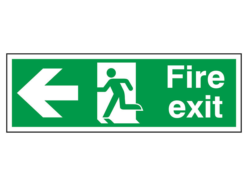 "Fire Exit Arrow Left" Fire Exit Direction Sign Free Delivery