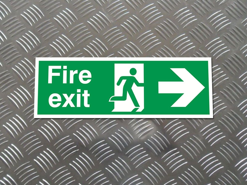 "Fire Exit Arrow Right" Fire Exit Direction Sign Free Delivery