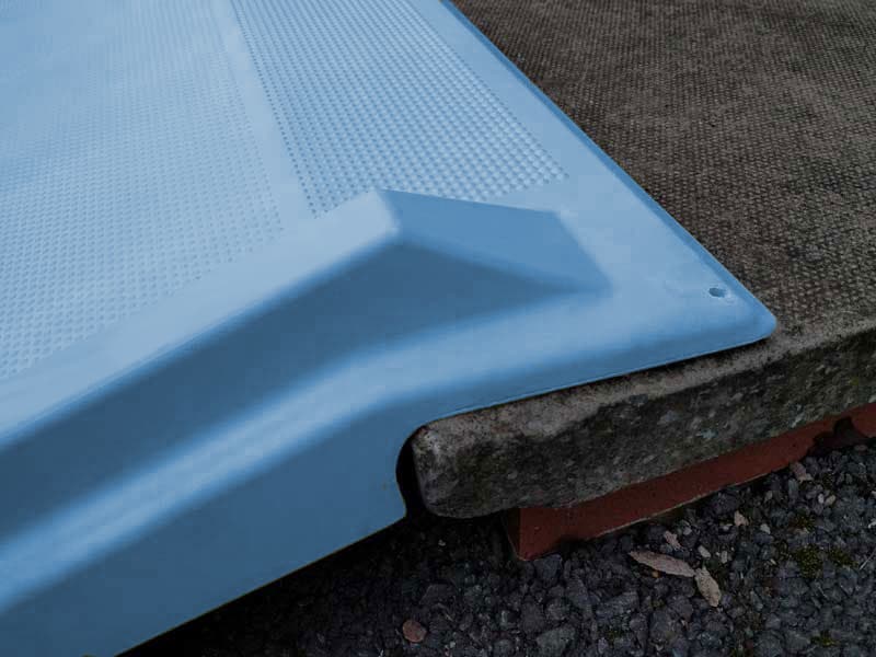 Plastic kerb ramp for mobility scooters, wheelchairs and cars