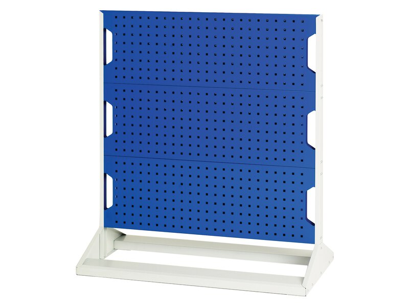 Perfo Panel Rack (Single Sided, 3 Panels, Light Grey / Blue)
