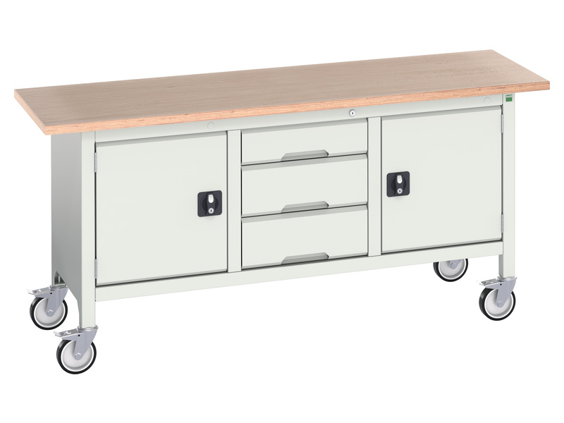 Mobile Workshop Bench (3 Drawers & 2 Cupboards)