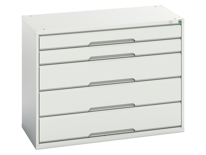 Metal Drawer Storage Cabinet (2x 100, 3x 175, Light Grey)