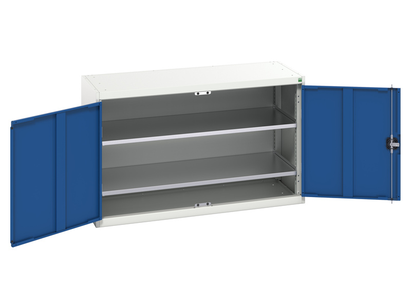 Metal Workshop Cupboard (800H x 1300W x 550L, Light Grey / Blue)