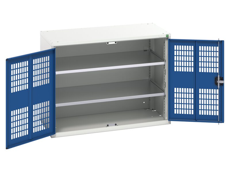 Vented Storage Cabinet (800H x 1050W x 550L, Light Grey / Blue)