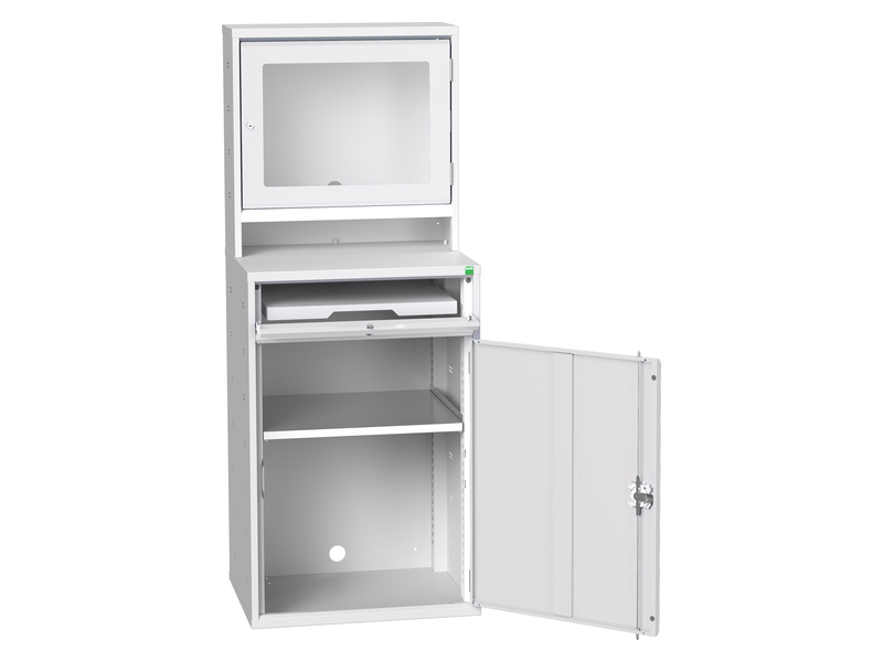 Lockable Computer Cabinet (650, Light Grey)