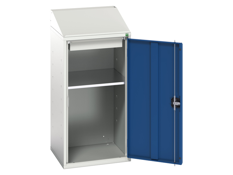 Warehouse Lectern (1 Shelf & 1 Drawer, Light Grey / Blue)