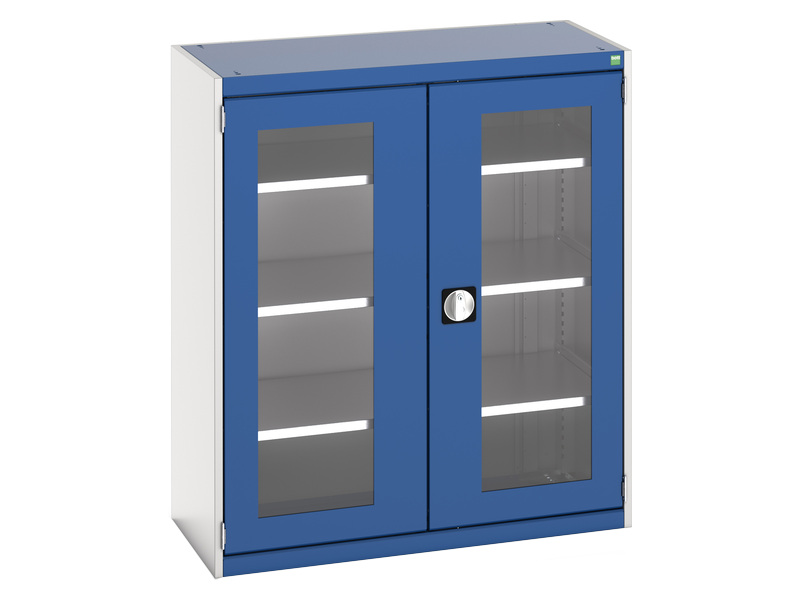 Window Door Cabinet (1200H x 1050W x 525L, Light Grey / Blue)