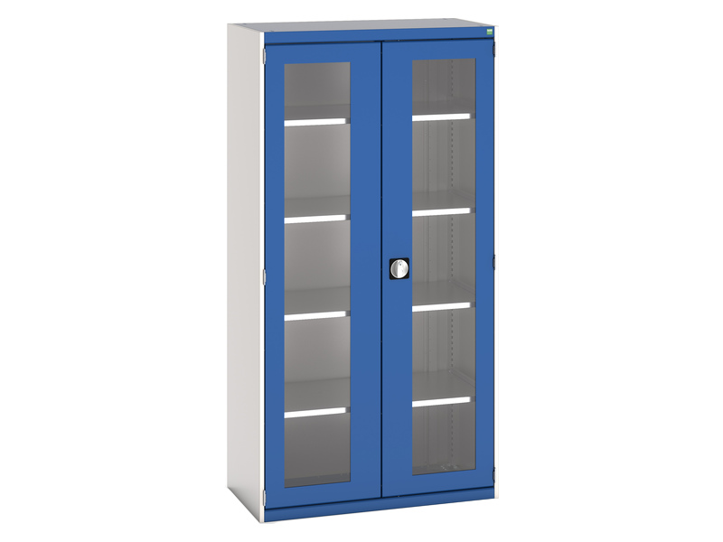 Cupboard with Window Doors (2000H x 1050W x 525L, Light Grey / Blue)