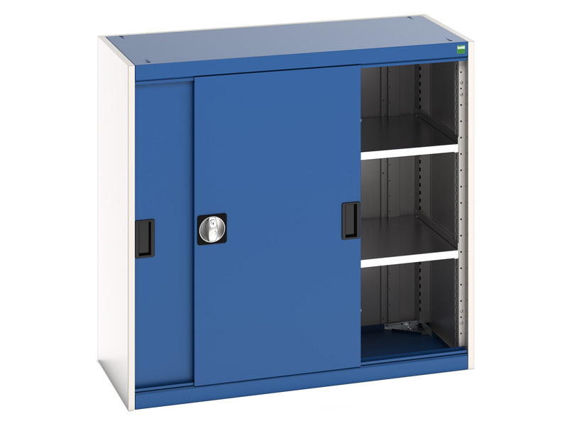 Sliding Door Storage Cabinet (1000H x 1050W x 525L, Light Grey / Blue)