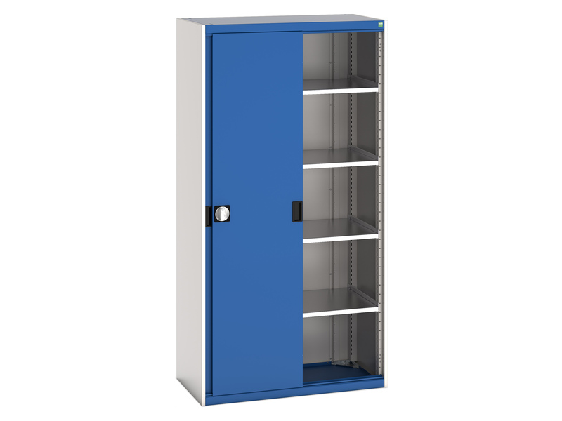 Cupboard with Sliding Doors (2000H x 1050W x 525L, Light Grey / Blue)