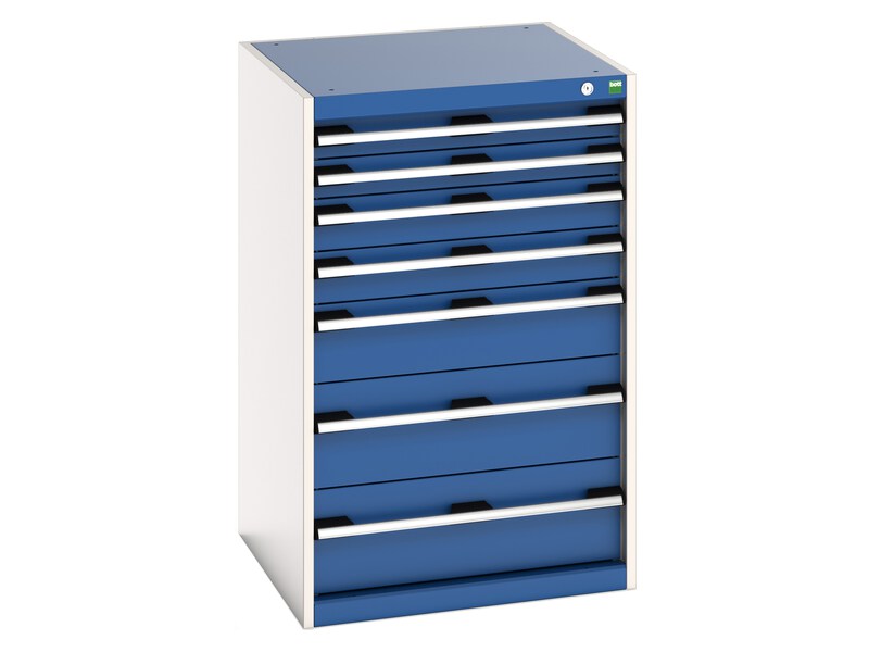 Lockable Drawer Cabinet (1000H x 650W x 650L, Light Grey / Blue)