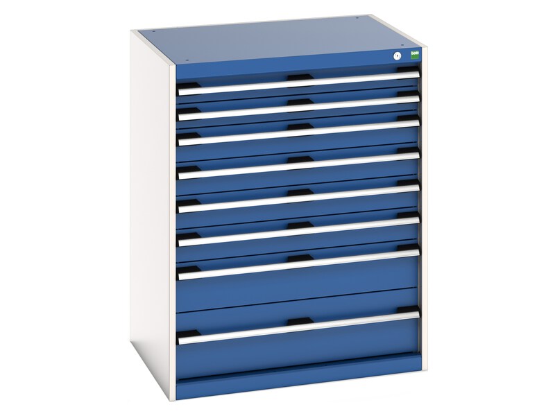 Drawer Tool Cabinet (1000H x 800W x 650L, Light Grey / Blue)