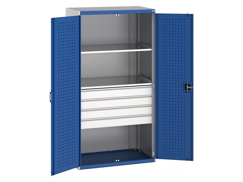 Workshop Storage Cupboard (2000H x 1050W x 650L, Light Grey / Blue)