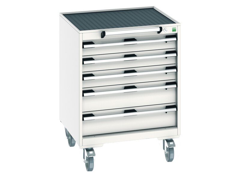 Mobile Drawer Cabinet (Top Tray and Mat, Light Grey)