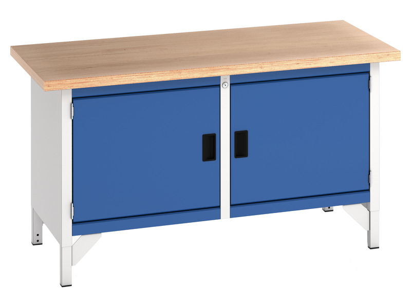 Workbench Storage Cupboard (Multiplex, Light Grey / Blue)