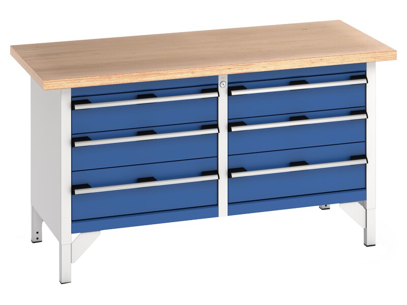 Workbench Storage Drawers (Multiplex, Light Grey / Blue)