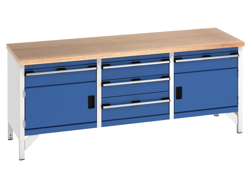 Workbench Cabinet (Multiplex, Light Grey / Blue)