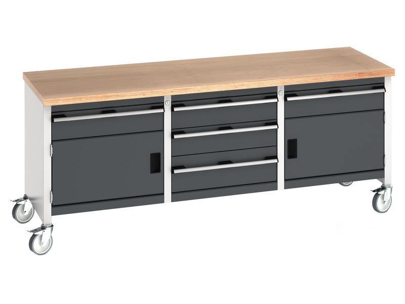 Mobile Workbench with Tool Storage (Multiplex, Light Grey / Anthracite Grey)
