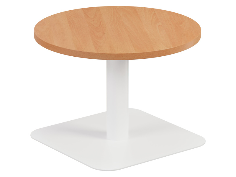 Round Office Coffee Table (430H x 600W x 600L, Beech / White)