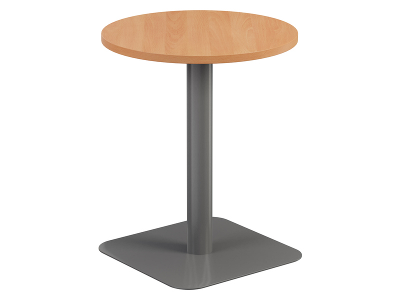 Small Round Office Table (725H x 600W x 600L, Beech / Silver)