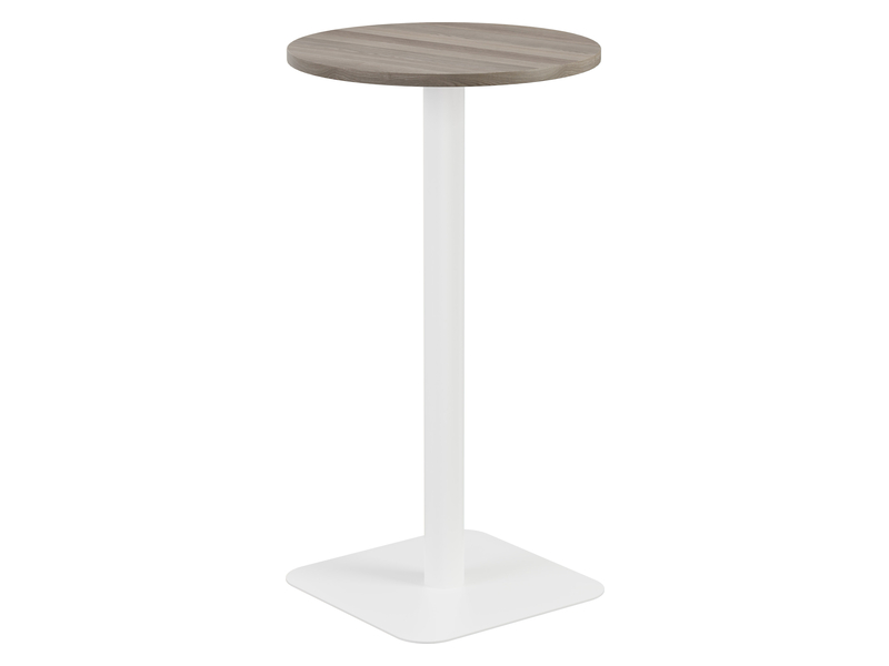 Tall Round Table (1105H x 600W x 600L, Grey Oak / White)