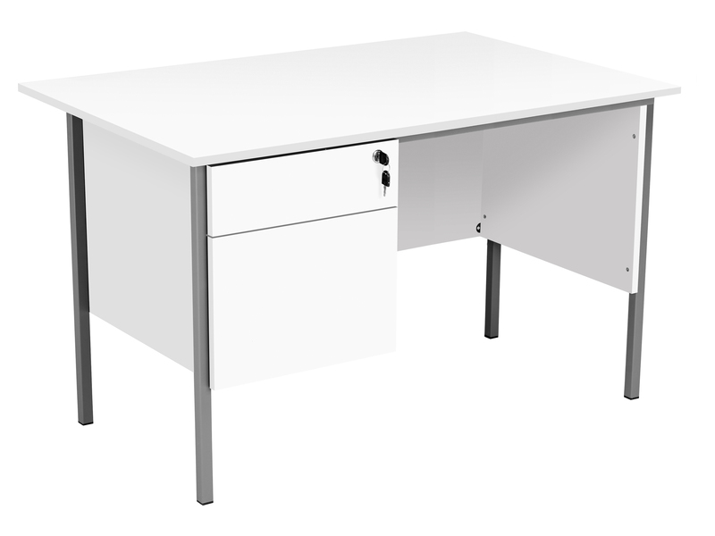 Office Desk With Drawers (726H x 1200W x 750L, White)