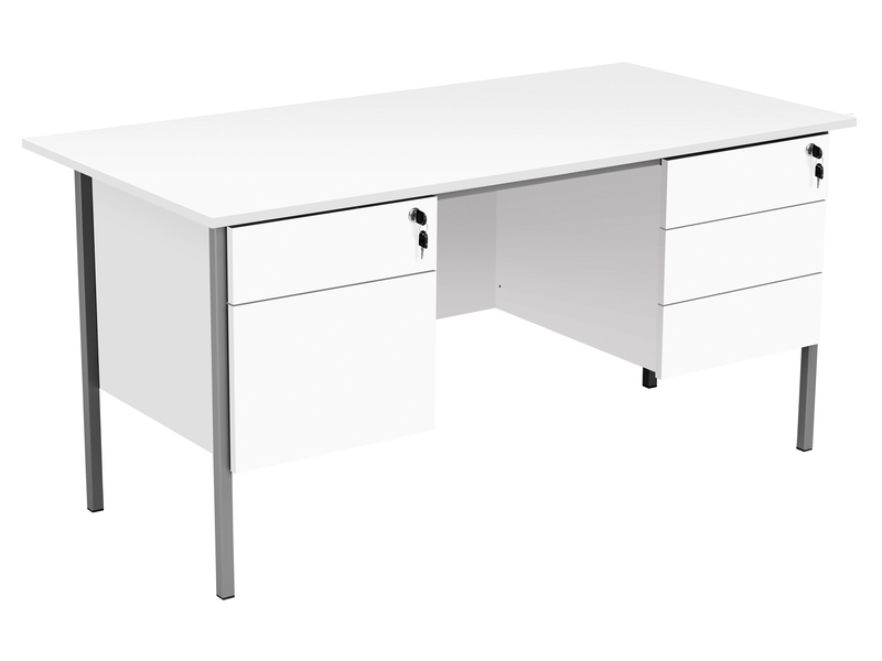 Double Pedestal Desk (726H x 1500W x 750L, White)