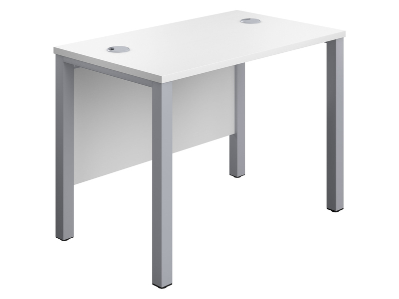 Office Computer Desk (730H x 1000W x 600L, White / Silver)