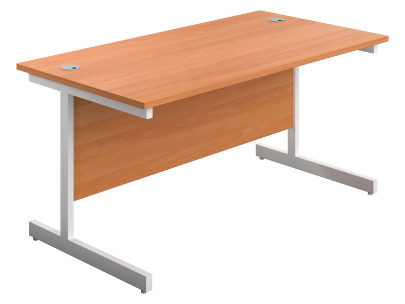 Ergonomic Desk (730H x 1200W x 600L, Beech / White)