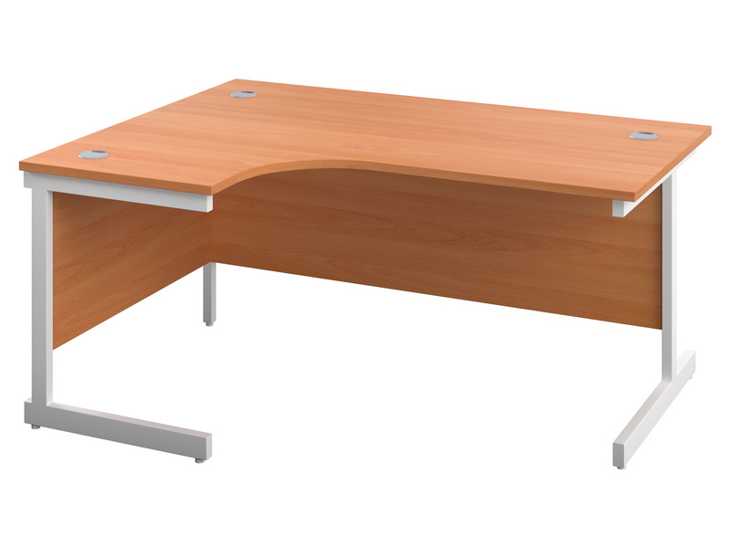 Curved Desk (Left Hand, 730H x 1600W x 1200L, Beech / White)