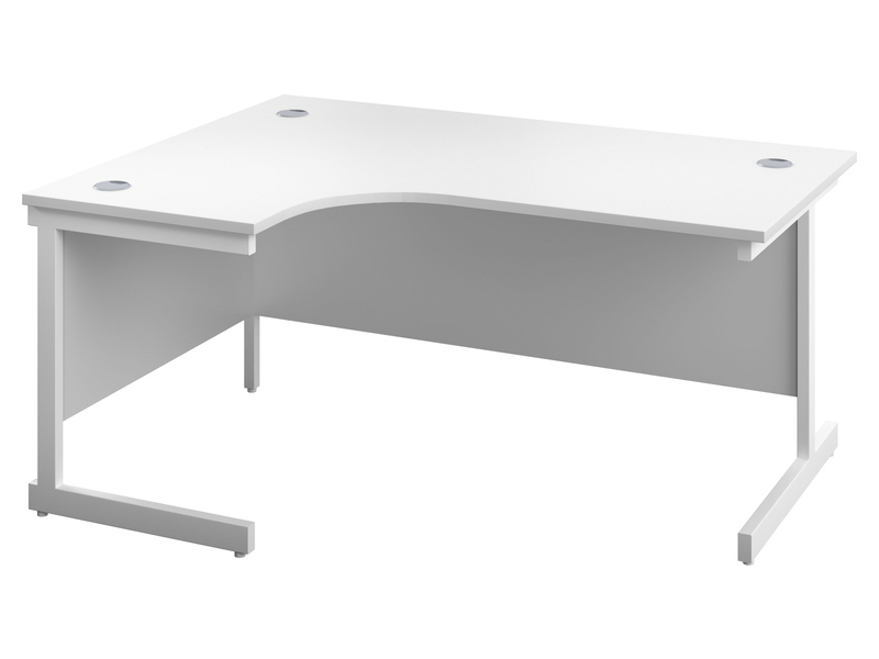 Curved Desk (Left Hand, 730H x 1600W x 1200L, White / White)
