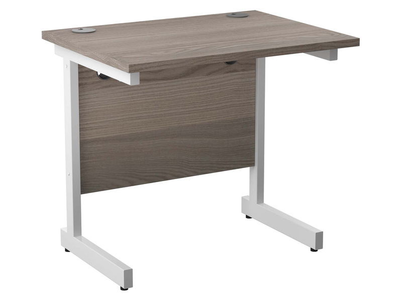 Ergonomic Desk (730H x 800W x 600L, Grey Oak / White)