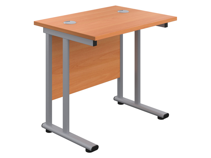 Rectangular Desk (730H x 800W x 600L, Beech / Silver)