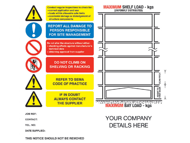 Weight Load Notices (Landscape Shelving Weight Load)