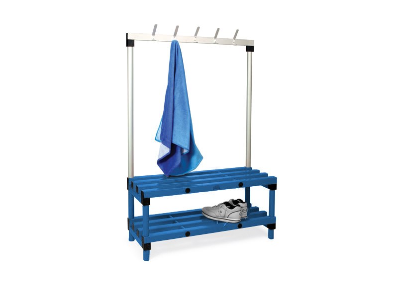 Sports Changing Room Benches (1800H x 1000W x 400D - 5 Hook, Blue)