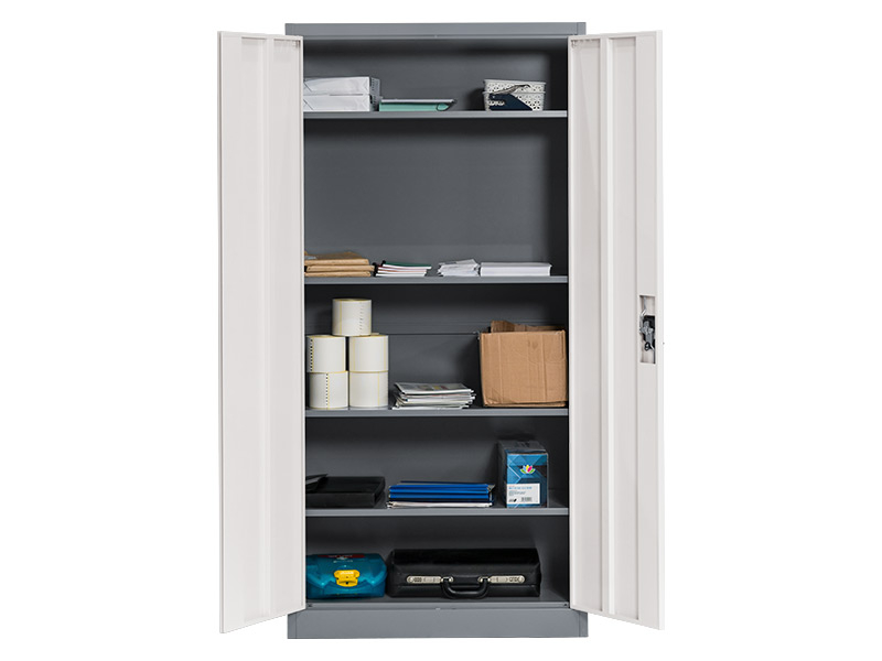 Garage and Warehouse Office JOMEED Metal Storage Cabinet with Locking Doors Lockable Steel Storage Cabinet with 2 Adjustable Shelves for Home 