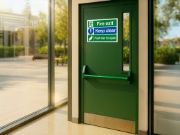 "Fire Exit Push Bar to Open" Fire Exit Sign