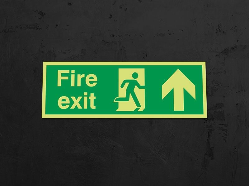 "Fire Exit Up" Glow in the Dark Safety Sign