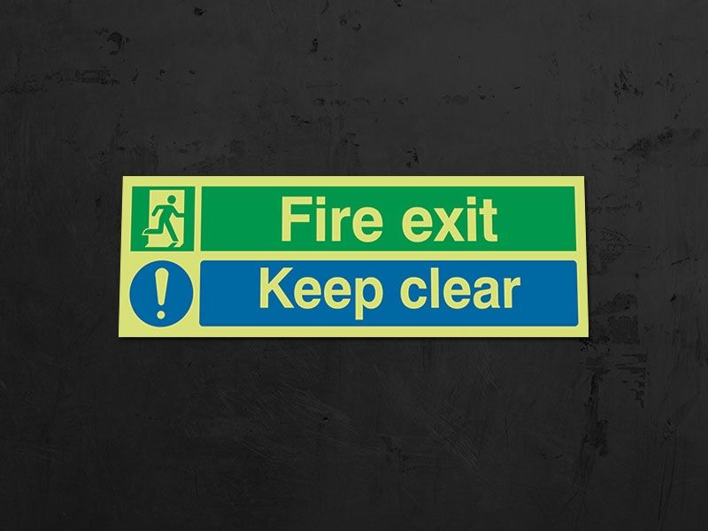 "Fire Exit" Glow in the Dark Safety Sign Free Delivery