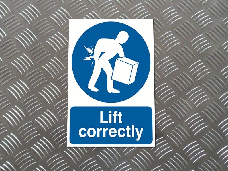 "Lift Correctly" Mandatory Site Safety Sign