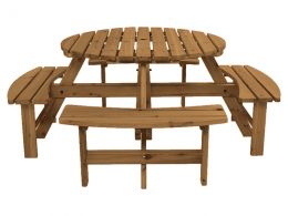Walnut 6 Seater Round Bench