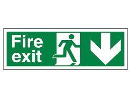 "Fire Exit Down" Fire Exit Direction Sign
