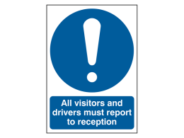 "All Visitors And Drivers Report To Reception" Mandatory Site Safety Sign