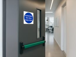 "Automatic Fire Door Keep Clear" Safety Sign