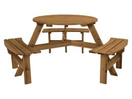 Walnut 6 Seater Round Bench