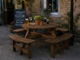 Walnut 8 Seater Outdoor Bench