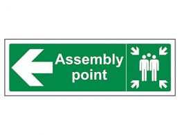 "Fire Assembly Point" Arrow Left Sign