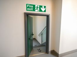 "Fire Exit Down" Fire Exit Direction Sign