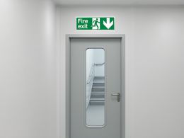 "Fire Exit Down" Fire Exit Direction Sign